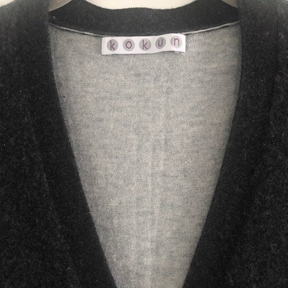 Kokun 100% Cashmere Cardigan Sweater in Charcoal Gray Sz S - Picture 4 of 8